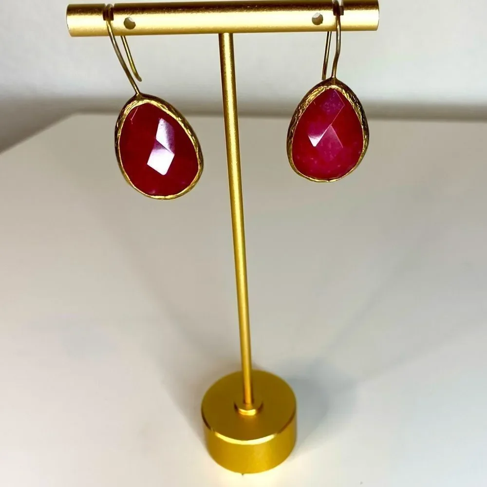 Gold & Pink Quartz Drop Vermeil Earrings